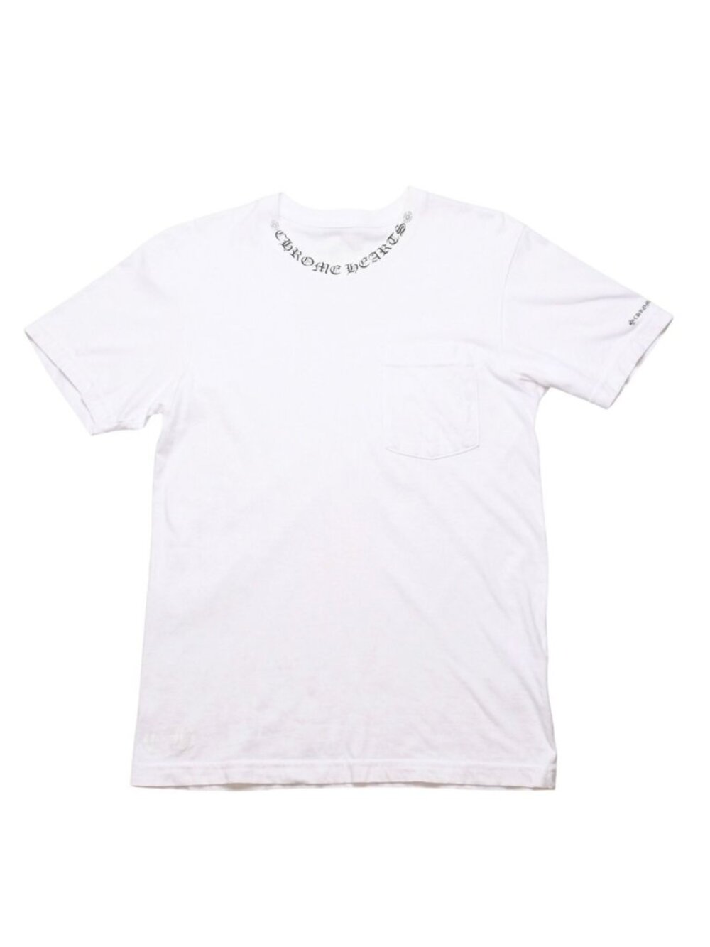 Chrome Hearts Neck Logo Short Sleeve Tee with Pocket T-Shirt White Scroll Label